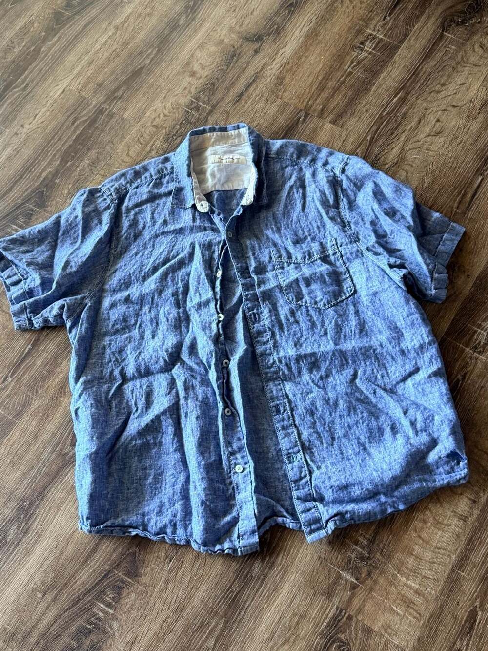 Tommy Bahama Blue Short Sleeve Linen Button Down Shirt Size XL